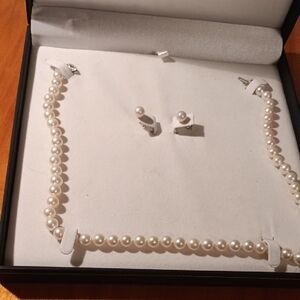 The Pearl Source Elegant Pearl Necklace and Earring Set